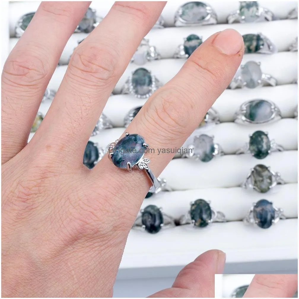 Band Rings Mix Lot Natural Water Stone Womens Ring Fashion Jewelry Bague 50Pcs/Lot Wholesale Party Gift Drop Delivery Otqic