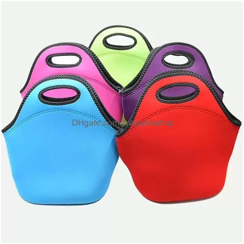 Lunch Boxes&Bags Reusable Neoprene Tote Bag Bags Insated Handbag Soft With Zipper Design Kids Children Adt 0205 Drop Delivery Home Gar Dhtiz