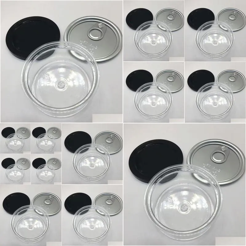 Food Jars Canisters Glass Storage Container Oem Labels 100Ml 200Ml 50Ml Tin Cans Black White Caps Storages Smell Proof Wat Homefavor Othx8