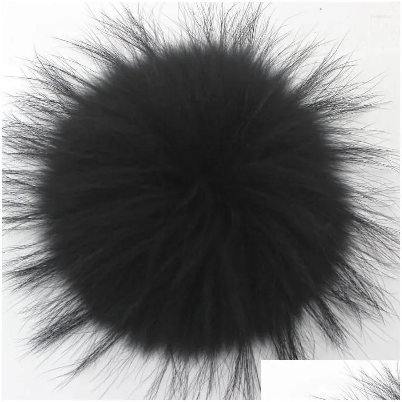 Berets 2pcs/lot Raccoon Pom Large Green Fur Pompom Huge Pompoms 15cm For Hats Beanies Shoes Pendants Keychains Accessories