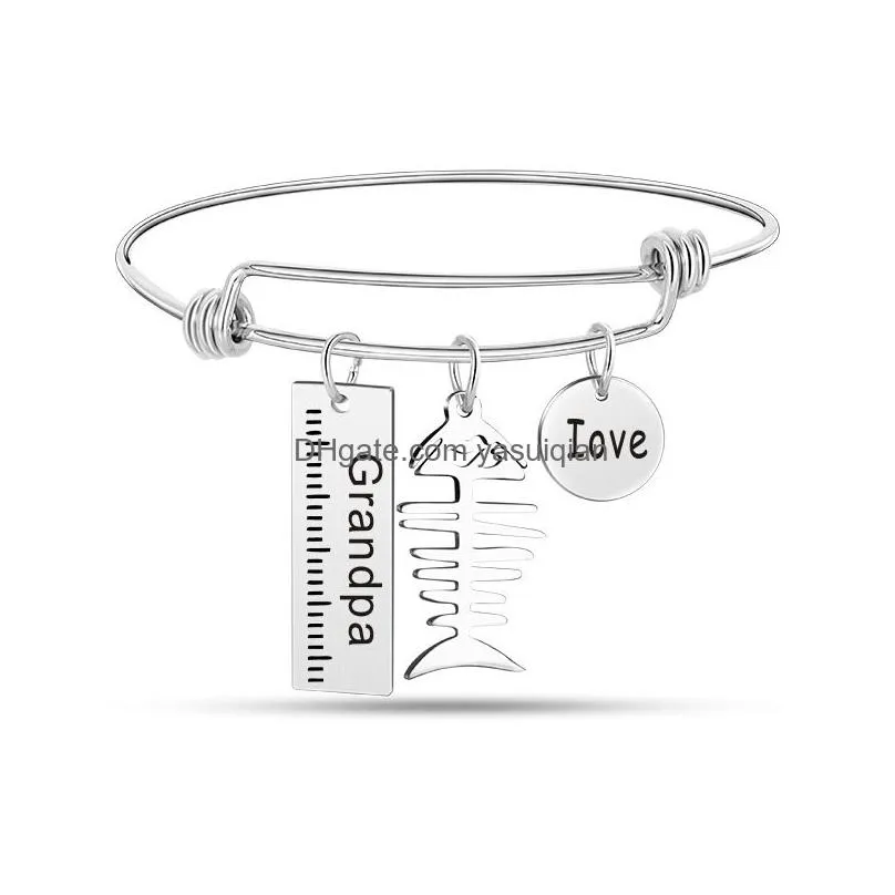 Charm Bracelets I Love My Dad Hero Letter Bracelet For Mens Tools Expandable Wire Wrap Bangle Fashion Fathers Day Jewelry Gift Drop D Dhiyx