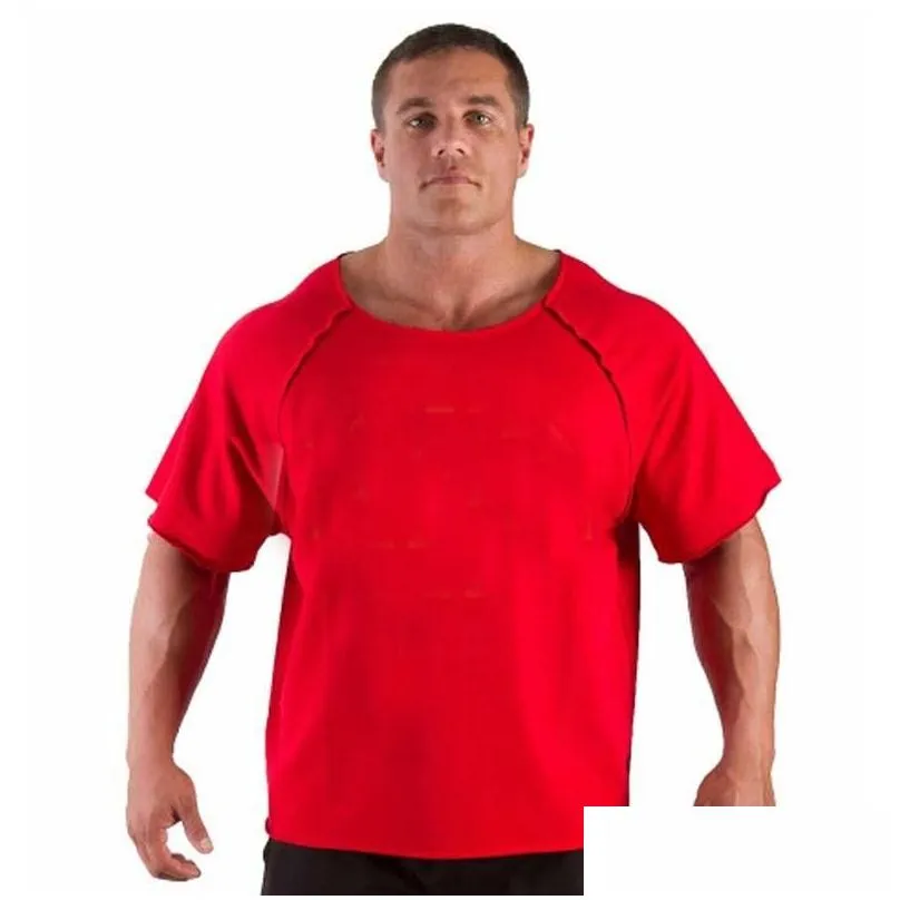 Men`S T-Shirts Mens Summer Gym Fitness Bodybuilding T Shirt Cotton Short Sleeve O Neck Casual Tops Fashion Male Muscle Workout Undersh Dh37E