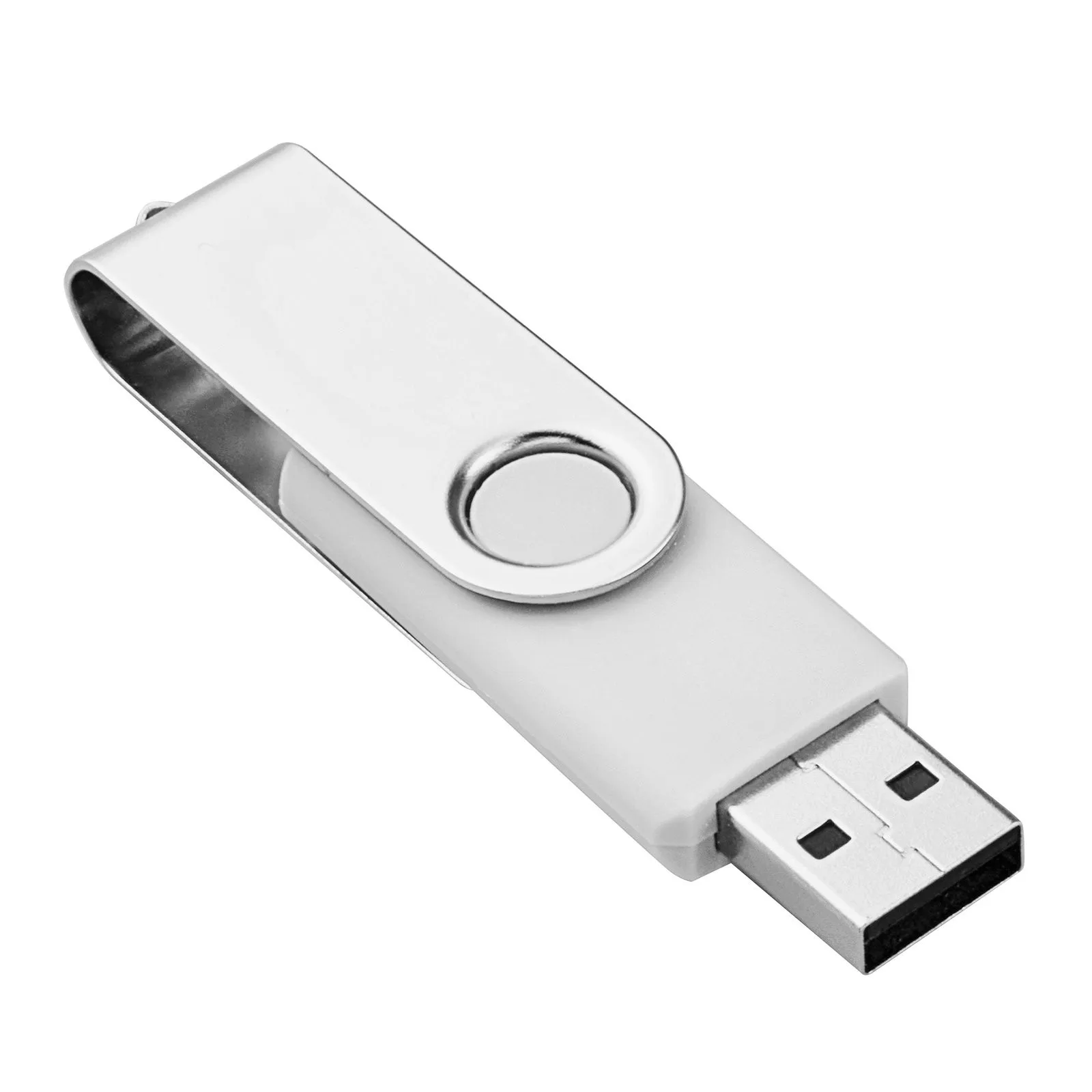 White Metal Rotating 32GB USB 2.0 Flash Drives 32gb Flash Pen Drive Thumb Storage Enough Memory Stick for PC Laptop Macbook Tablet