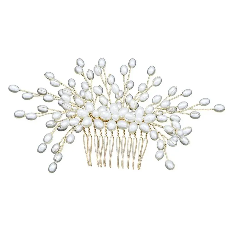 Hair Clips Shining Leaf Pearl Comb Retro Style Sparkling Women For Daily Parties Wearing