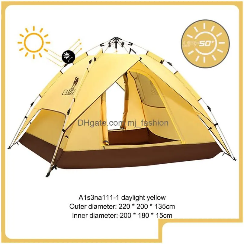 Tents And Shelters Goldencamel 4 Person Cam Tent Travel Onetouch Sun Protection Matic Beach Outdoor Equipment Drop Delivery Dhq8G