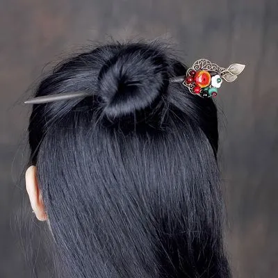 Ancient Costume Hair Sticks Vintage Hair Jewelry Step shake Traditional Chinese Clothing Hair Accessories Wooden Head Ornaments