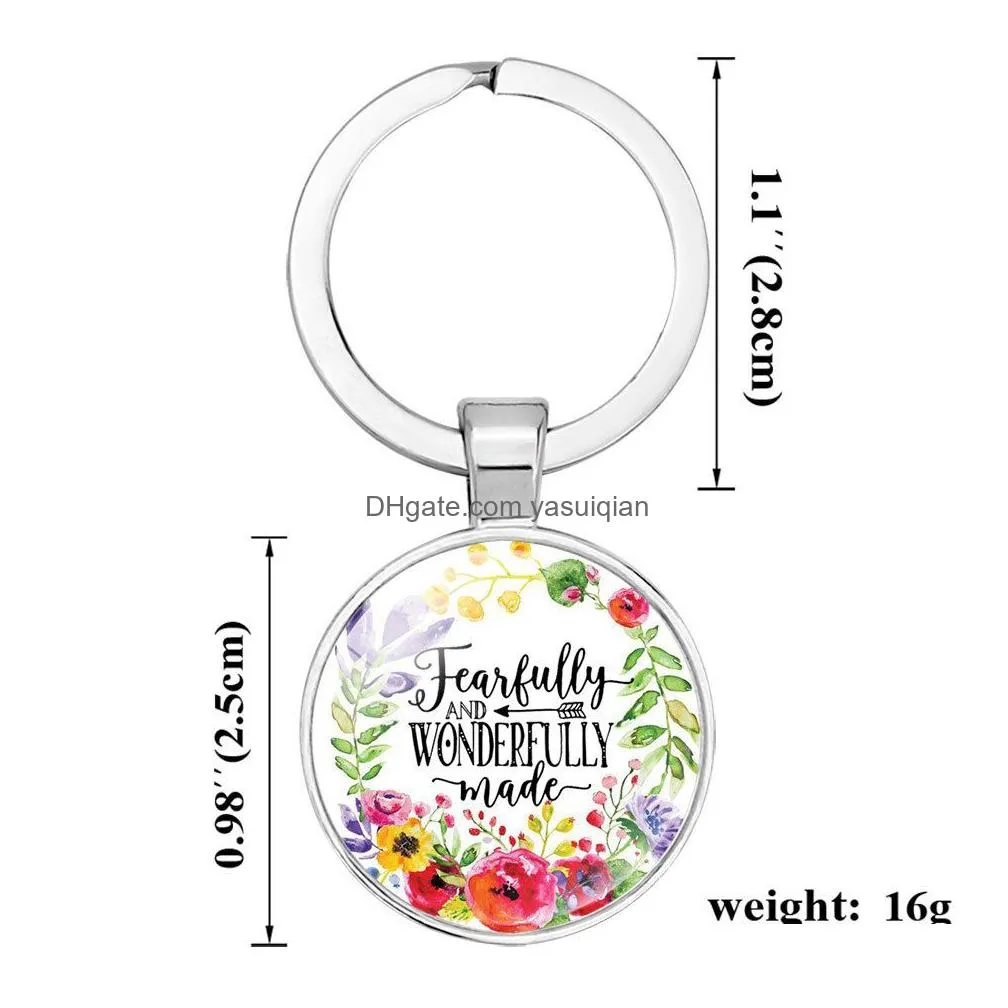 Keychains & Lanyards New Arrival Christian Scripture Women Catholic Bible Rose Flower Charm Key Ring Chains For Men Fashion Relin Jew Dhtpj