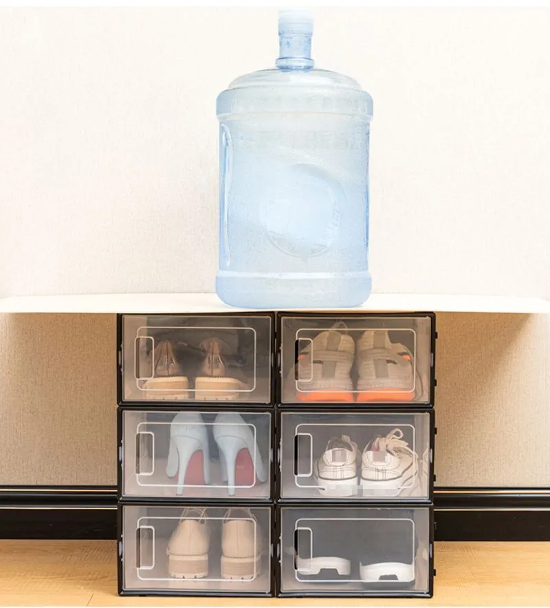 Transparent Enlarged Shoe Box Foldable Storage Plastic Clear Home Organizer Stackable Display Superimposed Combination Shoes Containers Cabinet Boxes