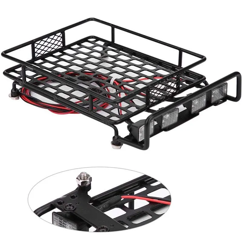 Roof Luggage Rack LED Light Bar for Wrangler Tamiya CC01 Axial SCX10 Aluminum Alloy Luggage Rack Car Roof12157884