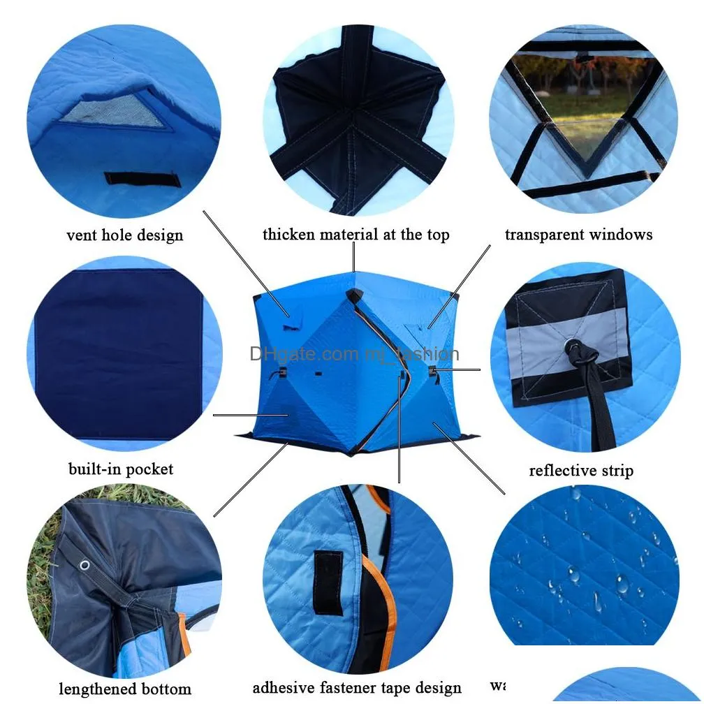 Tents And Shelters Portable Ice Fishing Shelter Easy Setup Winter Tent Waterproof Windproof 230206 Drop Delivery Dhzcp