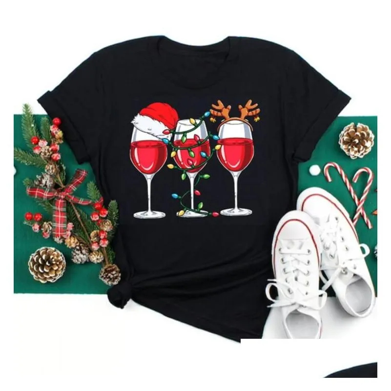 Long sleeved T-shirt, round neck, contrasting color, long sleeved Christmas car print, European and American cross-border top Dhoab