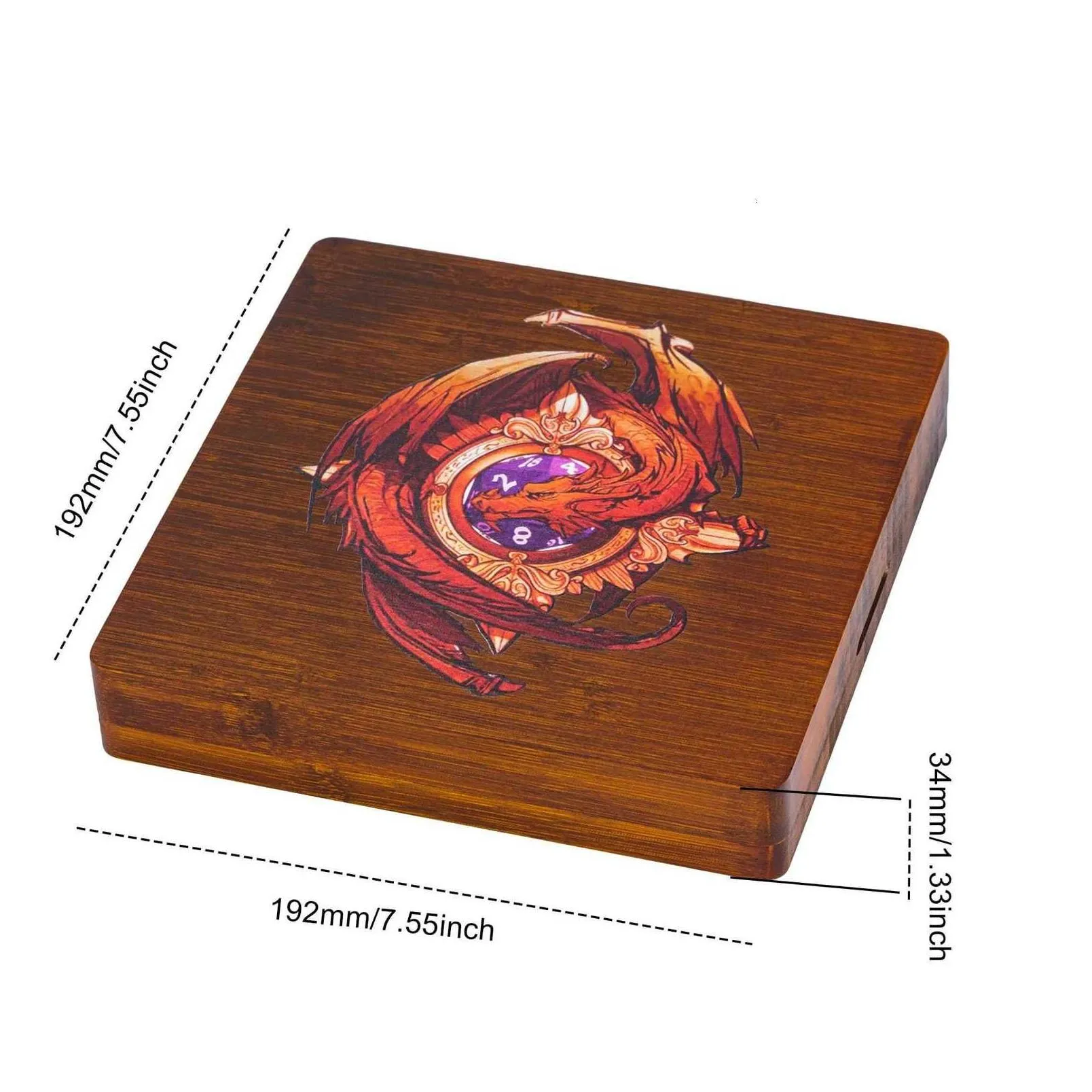 Outdoor Games & Activities 2 In 1 Wooden Dice Case Tray High Quality Square Bamboo Holder For Set D Rpg Tabletop 230616 Drop Delivery Dhtoe
