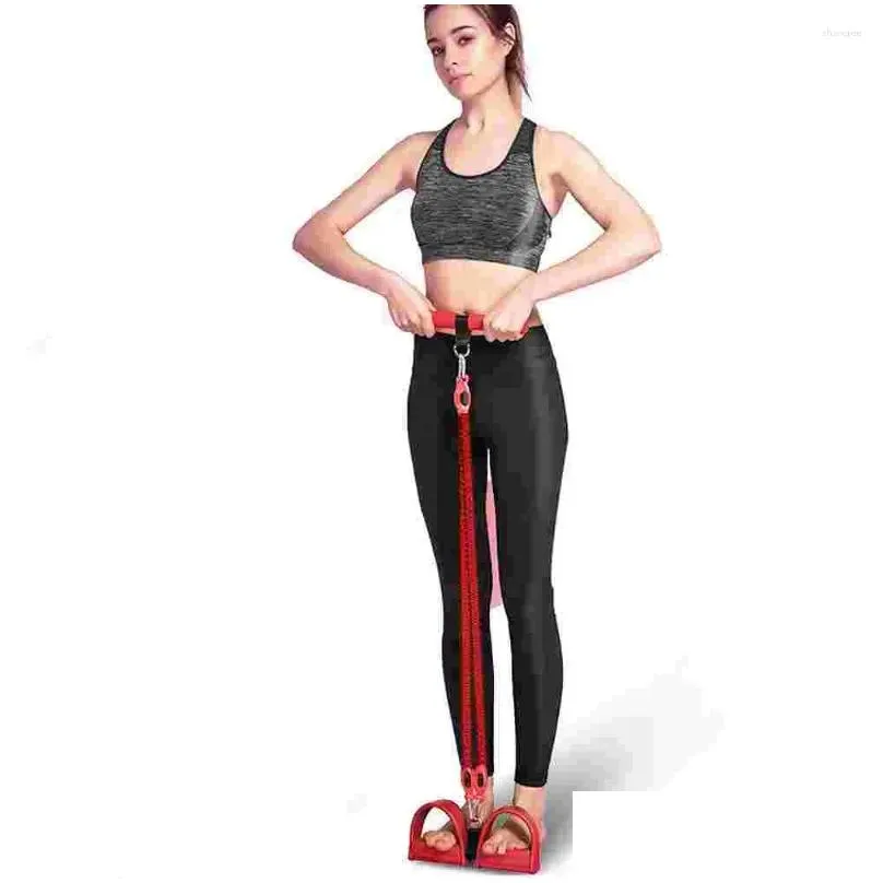 Resistance Bands Four-tube Pull Rope Exercise Handles Foot Pedal Tension Sports Fitness Emulsion Feet Pulling