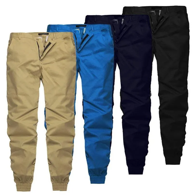 Men`S Pants Plain Men Casual Chinos Trousers Joggers Slim Fit Man With Elastic Cuff Clothing Summer Autumn1979821 Drop Delivery Appar Otw7Z