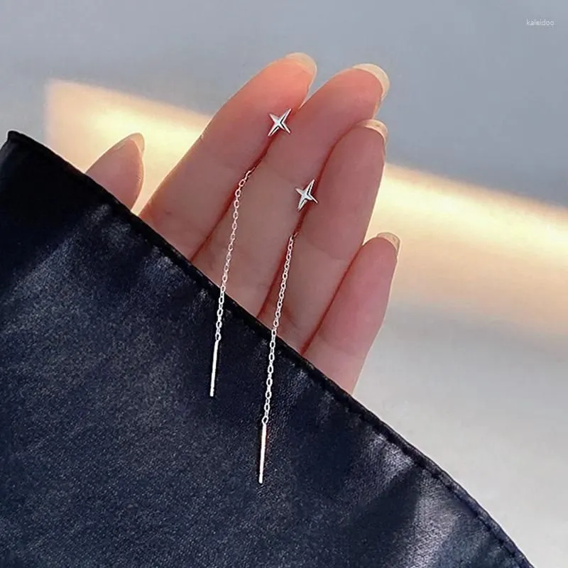 Dangle Earrings 2pcs Trend Long Wire Tassel Thread Chain Climb Star Heart Beads Pendants Drop Women`s Straight Hanging Earings Jewelry