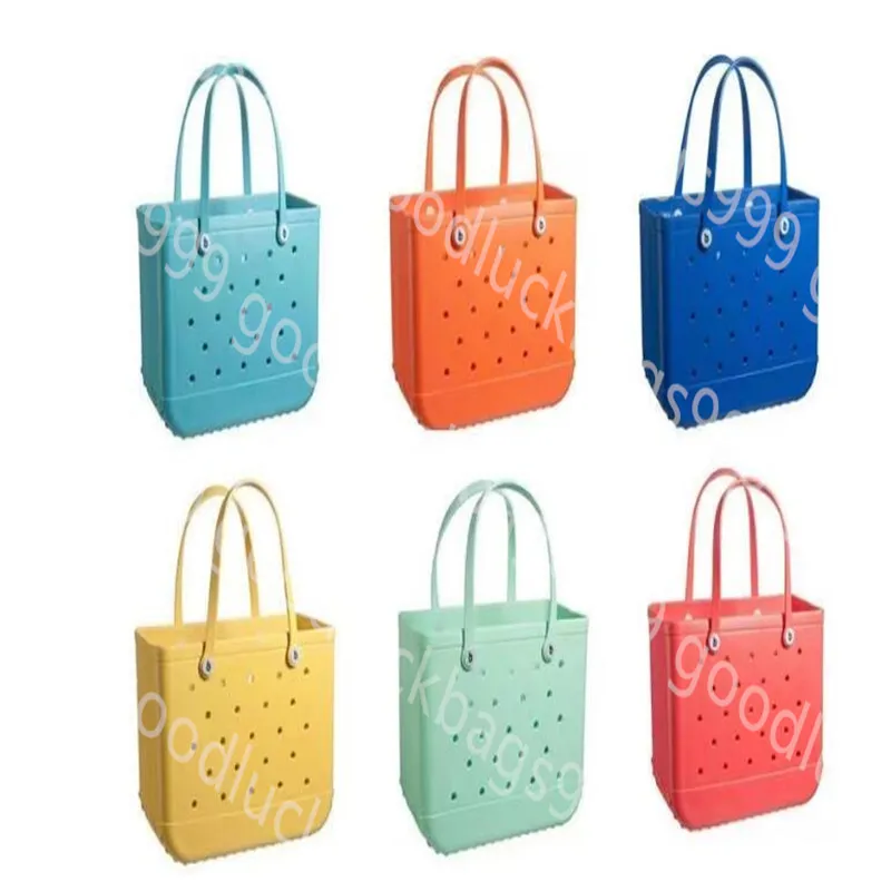 Rainbow bogg Silicone Beach large Luxury Eva Plastic Beach Bags Pink Blue Candy Women cosmetic Bag PVC Basket travel Storage bags jelly summer Outdoor Handbag