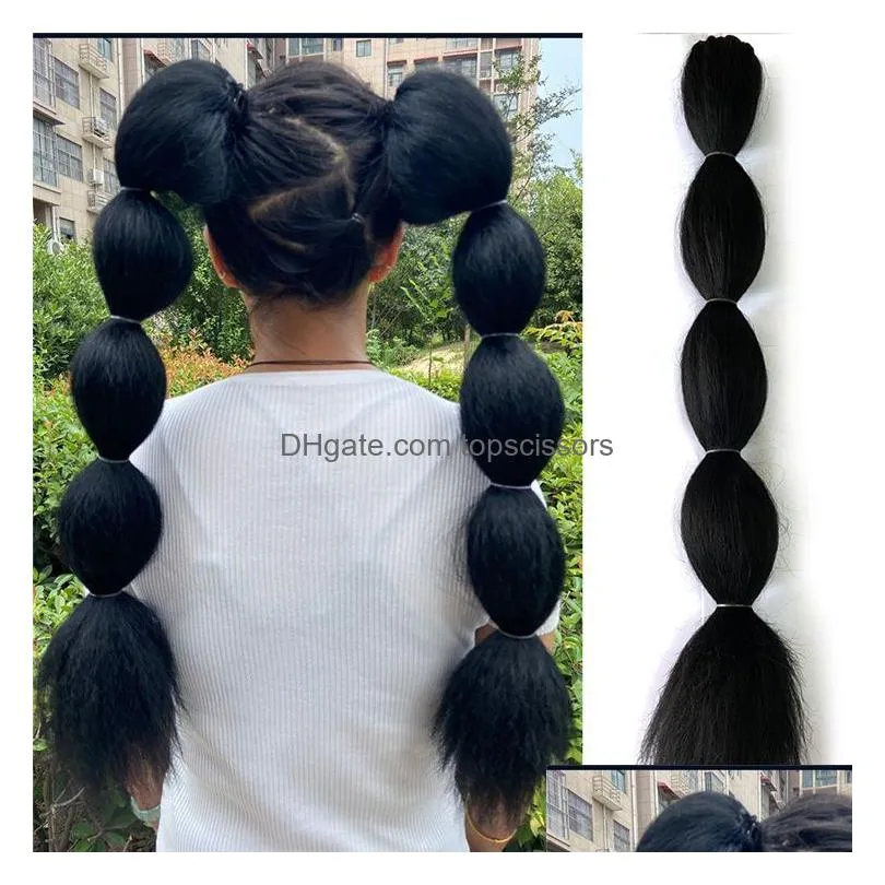 Ponytails 30 Inches High Puff Afro Kinky Straight Bubble Dstring Ponytail Clip In Simation Human Hair Bundle 1B Drop Delivery Product Dhamf