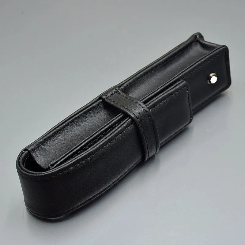 wholesale Promotion Black Leather Pen Bag office stationery Fashion pencil case for single pen
