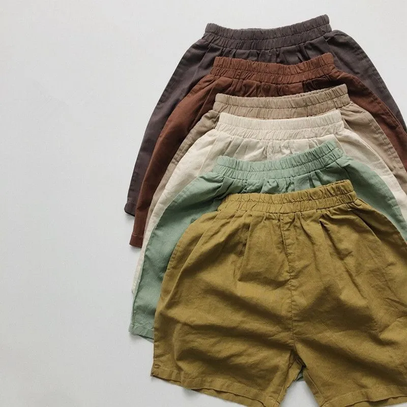Shorts deer jonmi 2023 Summer Korean Style Baby Boys Cotton Linen Loose Casual Knee Length Children Solid Color 230614