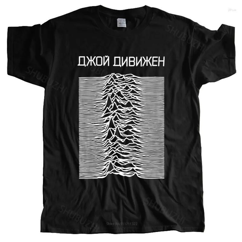 Men`s T Shirts Man Crew Neck T-shirt Men Novelty Tshirt Joy Division Unknown Pleasures Cyrillic Black Shirt Euro Size