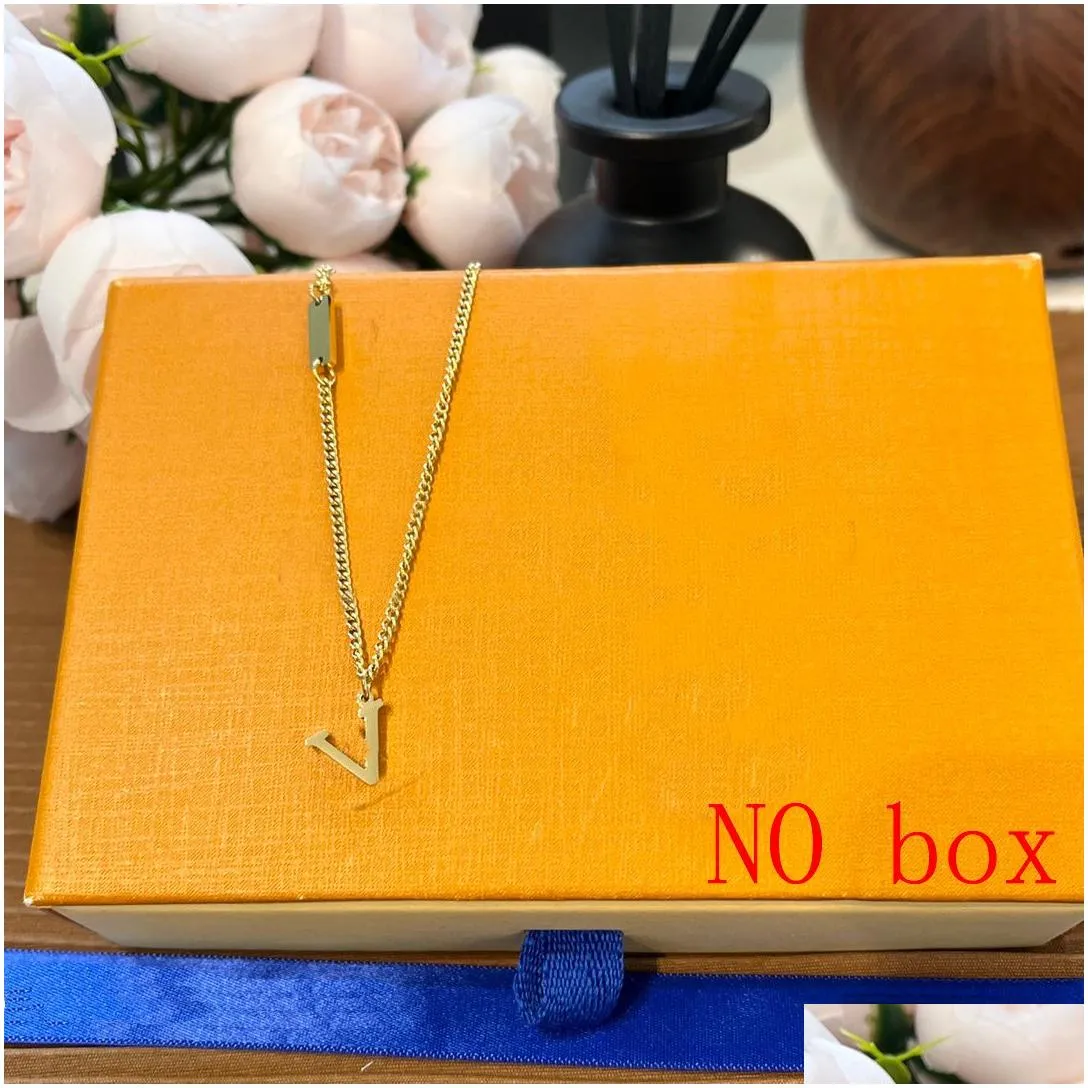 Never Fading 18K Gold Plated Luxury Brand Designer Pendants Necklaces Stainless Steel Letter Choker Pendant Necklace Beads Chain Jewelry Accessories Gifts NO