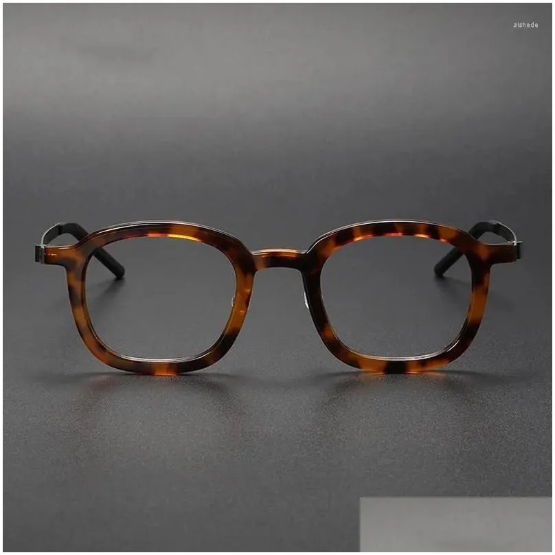 Sunglasses Frames 2024 Brand Designer Men`s Vintage IP Titanium Acetate Glasses Women Big Square Optical Myopia Lenses Prescription