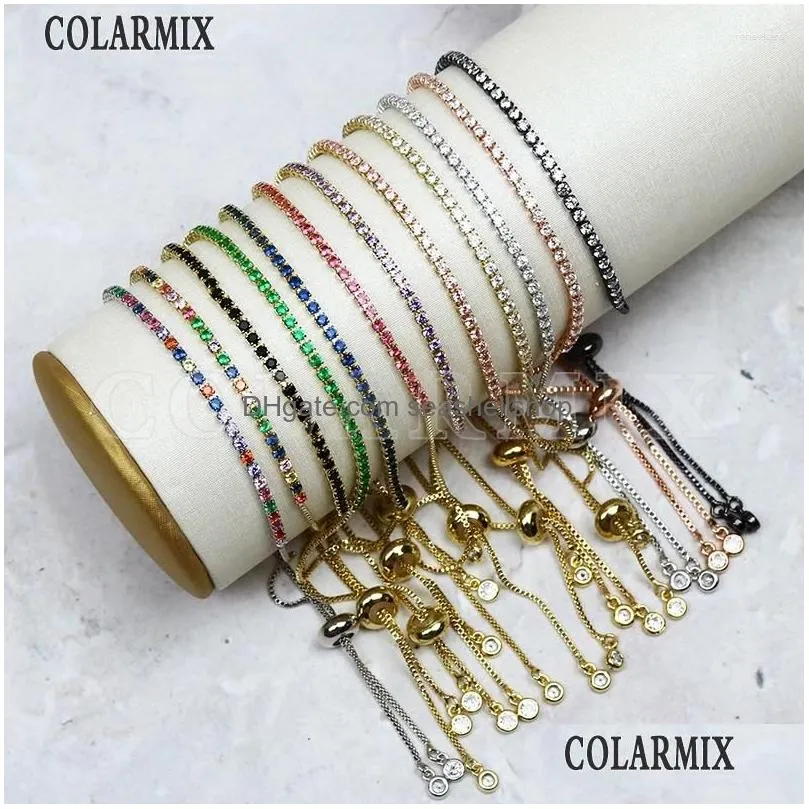 Link Bracelets 6 Pcs Rainbow Zircon Bracelet Slim Zirconia Jewelry Accessories Colorful 40083