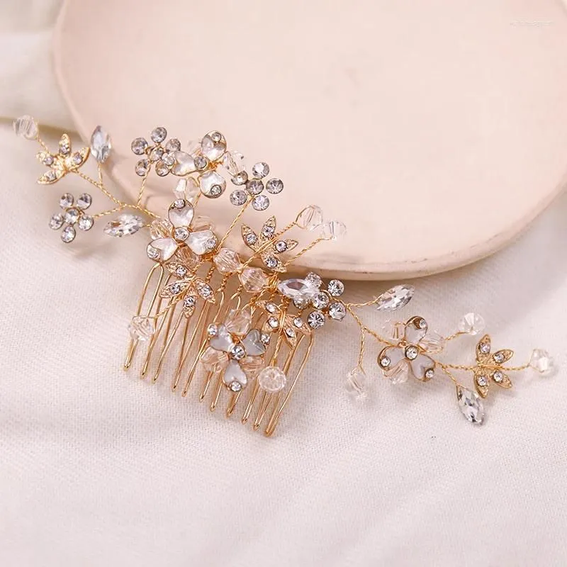 Hair Clips Crystal Rhinestone Flower Leaf Comb Vine Hairpin Headband Tiara For Women Bridal Wedding Accessories Jewelry