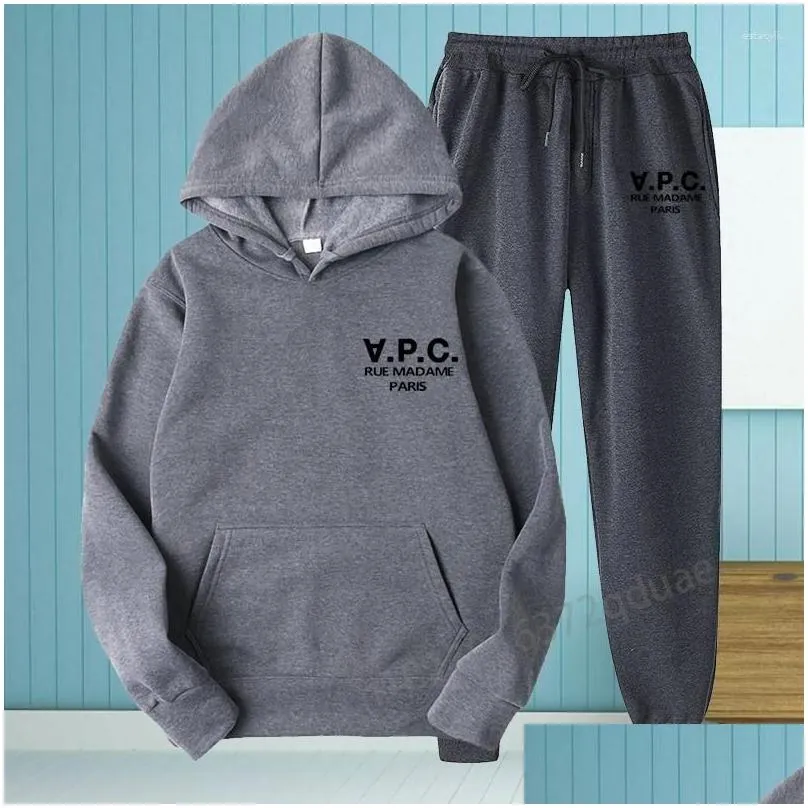 Men`s Tracksuits Apc Classic Print Hoodies For Men And Women Loose Casual Sweatshirt Sportswear Couple Set