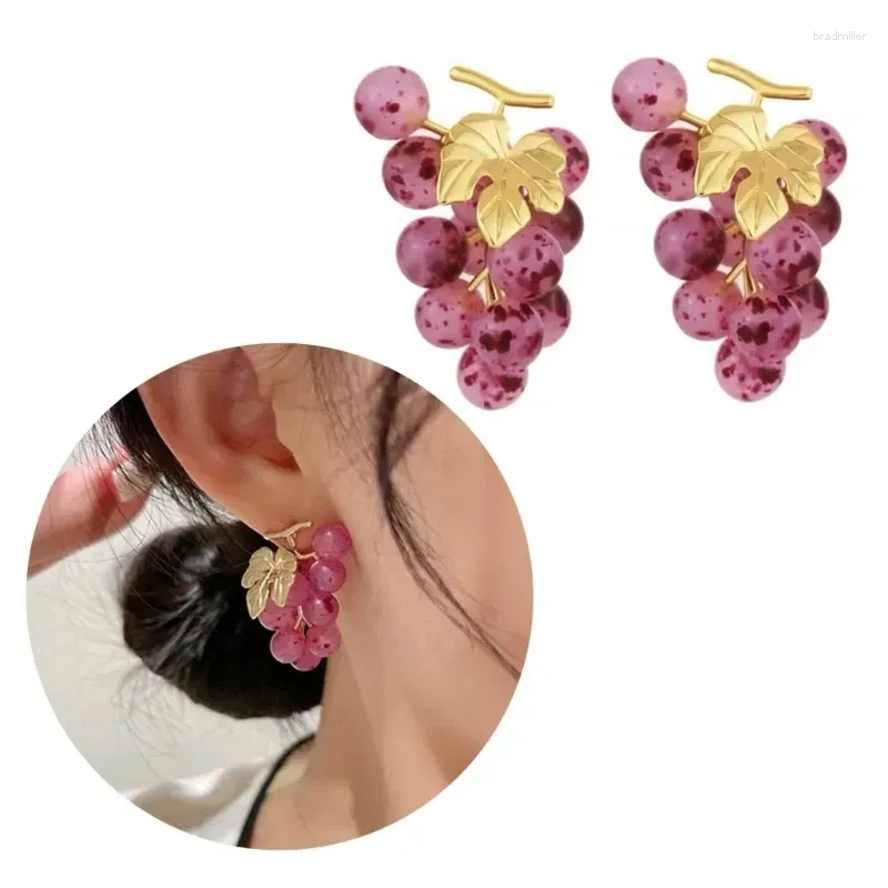 Stud Earrings Versatile Fruits Eardrops Grape Ear Pendant Ornament Trendy Women Jewelry Y2k Inspired Accessory For Daily Wear