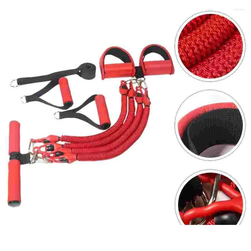 Resistance Bands Four-tube Pull Rope Yoga Feet Pedal Exercise Handles Fitness Foot Tension Sports Pulling Multifunction
