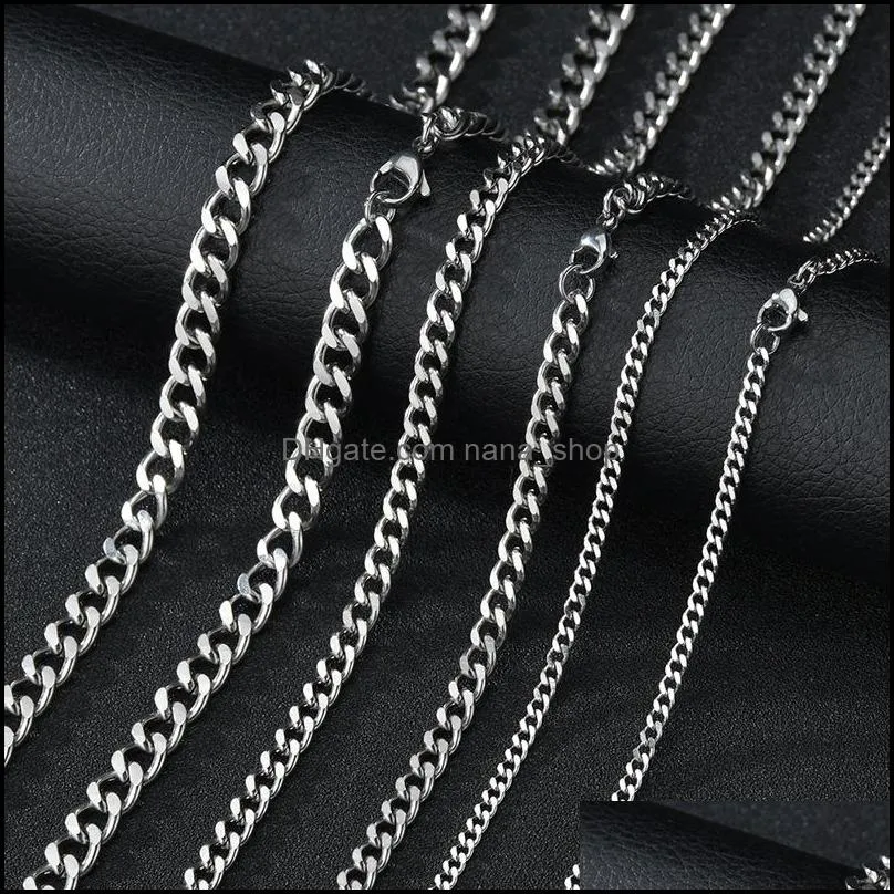 Pendant Necklaces Stainless Steel Chain Necklace For Men Women Curb Cuban Link Chains Black Gold Sier Color Punk Choker Fashion Hip-Ho Dhrjz