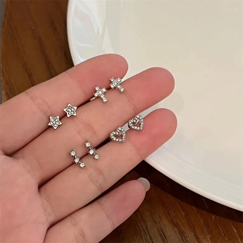 Stud Earrings Fashion Piercing Tragus Heart Star Crystal Ear Studs Cartilage Earring For Women Body Jewelry Gift