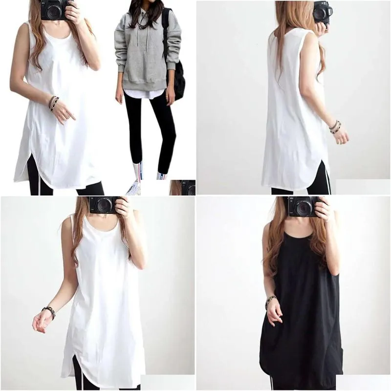 Work Dresses Fart Curtain Paired Sweatshirt Bottom Loose Fitting Vest With A Curved Open Cut And Exposed White Edge For Layering Drop Otjx8