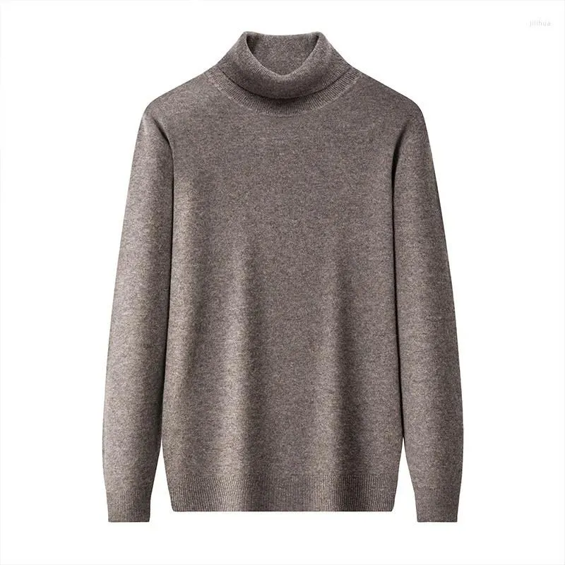 Men`s Sweaters Autumn Winter Men Sheep Wool Turtleneck Sweater Business Casual Warm Thick Pullover High Quality Brand Clothing