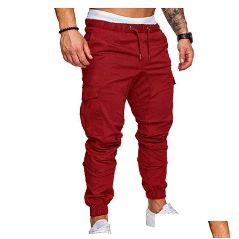 Men`S Pants Fashion Mens Crosspants Jogger Pant Chinos Zipper Skinny Joggers Camouflage Designer Harem Long Solid Color Men Trousers Othwr