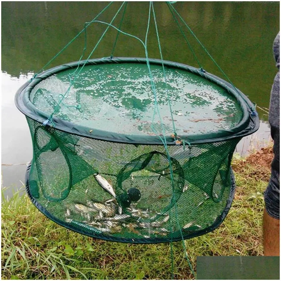 5-21 Holes Automatic Folding Fishing Net Shrimp Cage Nylon Foldable Crab Fish Trap Cast Network Accessories218W