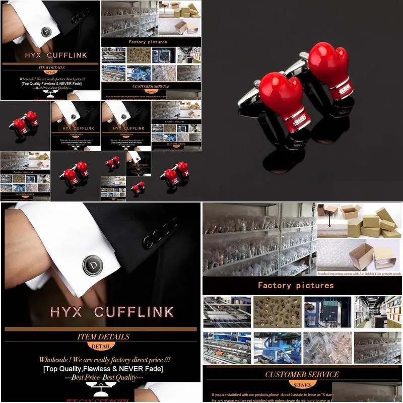 Cuff Links Fashion brand mens shirts boxing king Cufflinks sport red gloves Muhammad wholesale and retail 230909