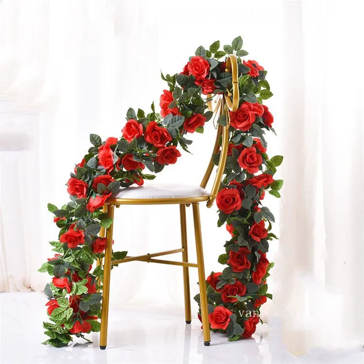 Decorative Flowers Rose Artificial Floral Vines for Wedding Table Runner Doorways Decoration Indoor Outdoor Backdrop Wall Decor false flower