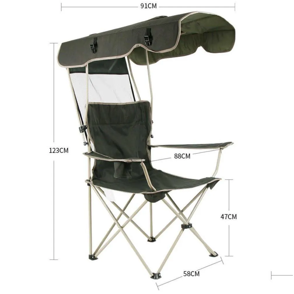 Camp Furniture Outdoor Camping Leisure Folding Chair Beach Awning Fishing Chair With Canopy Sketching Deck Chair Portable Fishing Chair