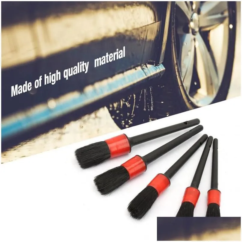 Brush 5Pcs/Set Car Motorcycle Wheel Window Cleaning Tool Detailing Brushes Home Office Dust Removal Tools Drop Delivery Automobiles Mo