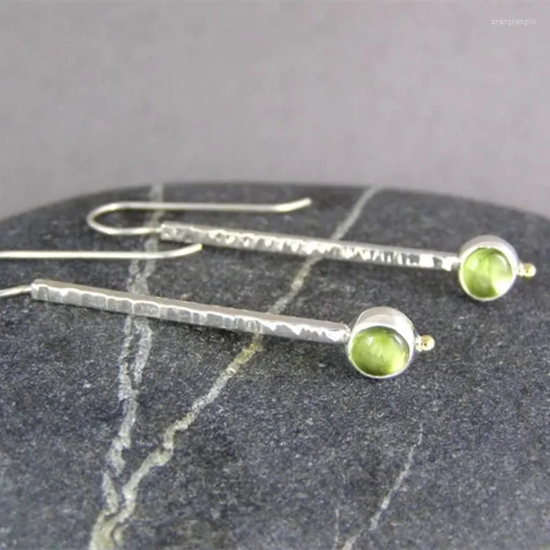 Dangle Earrings Round Peridot Crystal Extra Long Metal Hypoallergenic Hook For Women And Girls