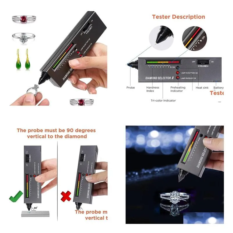 Professional Diamond Tester, Gem Tester Pen Portable Electronic Diamond Tester Tool for Jewelry Jade Ruby Stone
