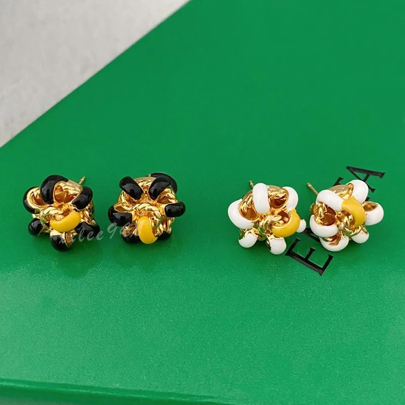 Enamel Drop Glaze Flower Stud Earrings Ins Trend Niche Design Personality Fashion Hip Hop Cool Trend All-Match Jewelry Accessories