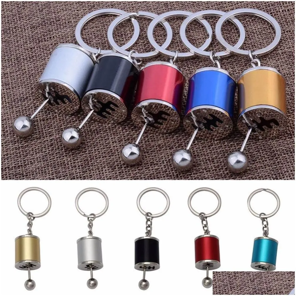 Car Key Box Keychain Imitation 6 Speed Manual Car-Styling Keyrings Gear Knob Shift Stick For Men Women Gifts Drop Delivery Mobiles M