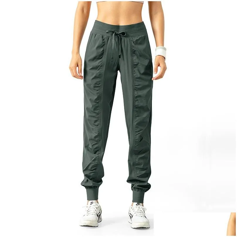 LL-YDK07 Trainer Pants Womens Trousers Yoga Outfit Loose Ninth Pants Excerise Sport Gym Running Casual Long Ankle Banded Pant Elastic High Waist