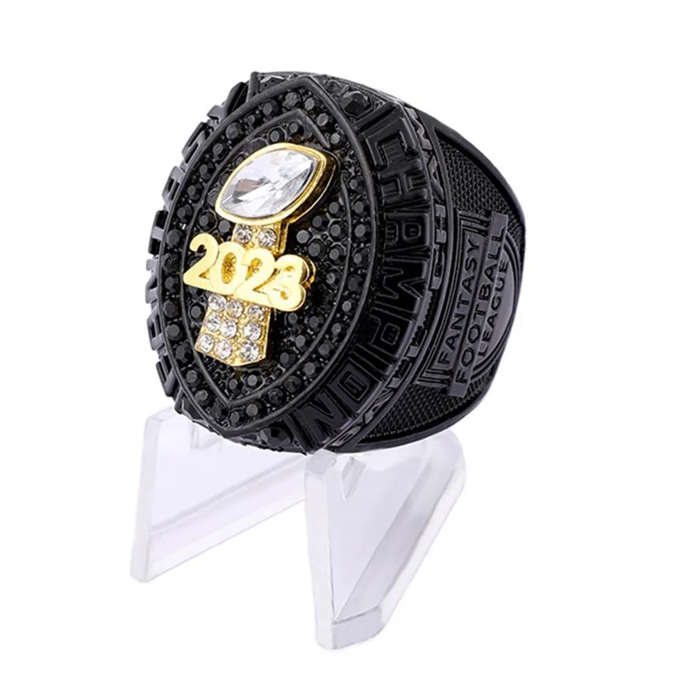 Band Rings Fantasy Football Championship Ring 2023 Black Heavy Ffl Drop Delivery Jewelry Dhsxv
