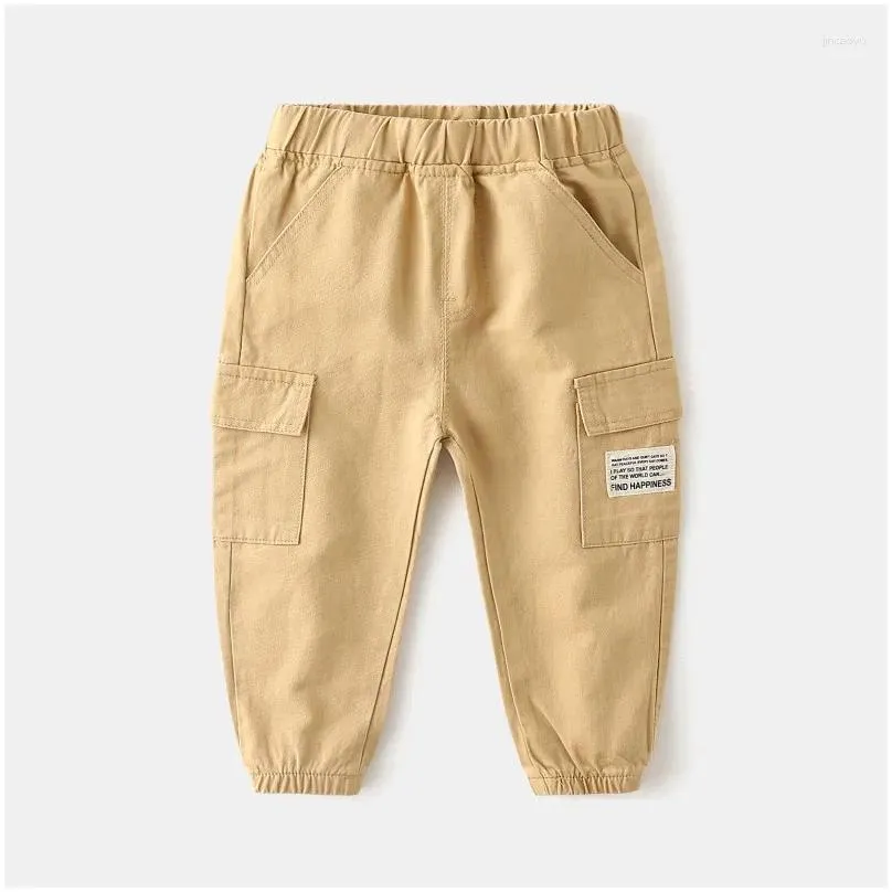 Trousers Autumn/Spring Kids Cargo Pants Boys Elastic Waist Casual Cotton Blend For Active 3-8 Year Olds In Four Colors Drop Delivery Ot3Cs