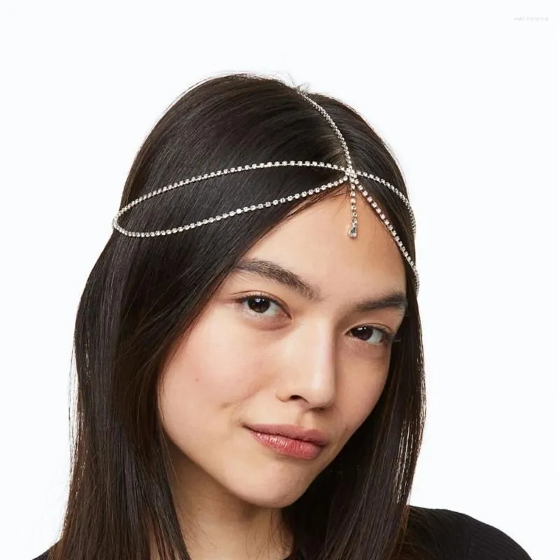 Hair Clips Rhinestones Tzitzit Chain Pendant Forehead Bridal Headdress