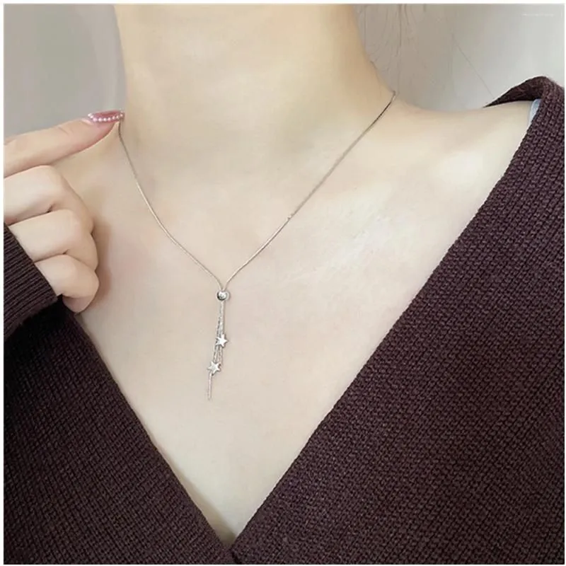 Chains Women`s Long Sprocket Pull Necklace Simple Ins Cold Wind Highly Sensitive Clavicle Chain For Girl